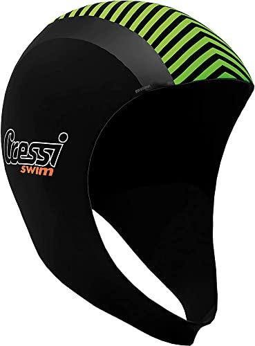 Cressi Swim Hood 2mm - Unisex Adult Schutzkappe zum Schwimmen/Schnorcheln/Tauchen, Schwarz/Orange/Lime