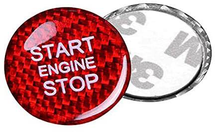 ontto Kohlefaser Start Stop Knopf Abdeckung Aufkleber für Audi A4L A5 A6L Q3 Q5 A7 Q7 Q5L Zündknopf Druckschalter Schalter Taste Ersetzen Dekorativer Aufkleber Trim -Rot