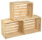 GrandBox Naturbelassene 3er Set Holz-Kiste 50x40x30 cm Wein-Kiste Obst-Kiste Deko Kaminholz-Kiste Aufbewahrung Vintage Shabby Chick Retro