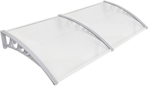 YJIIJY Marquesina para Puertas Ventanas Toldo Refugio de Nieve, Porche Delantero, Sombra Exterior, Techo, hecho en Cubierta de Policarbonato (76x240cm, Gris-Blanco)