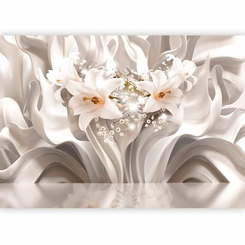 murando - Papier peint panoramique nature 450x315 cm - Revêtement mural décoration pour chambre salon - Design moderne - Gris vert marron - Abstraction fleurs lys nature plantes b-C-0595-a-a