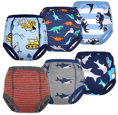 FLYISH DIRECT Potty Training Pants, Cotton Reusable Toddler Potty Training Underwear for Boys, 6 Pairs, 3 Years, Blue