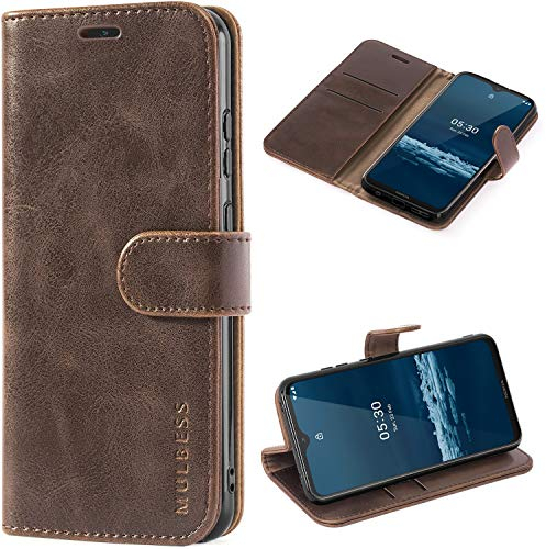 Mulbess Retro Handyhülle für Nokia 5.3 Hülle Leder, Handmade Magnetische Klapphülle mit TPU Stoßfeste, Kartensteckplatz, Vintage Kaffee Braun