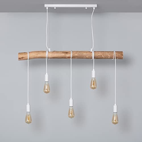 LEDKIA LIGHTING - Hängeleuchte Yagis | Modernes Design | Verstellbare Länge | E27-Birne Kompatibel | Für Wohnzimmer, Küche, Schlafzimmer, Esszimmer | Weiß, Metall