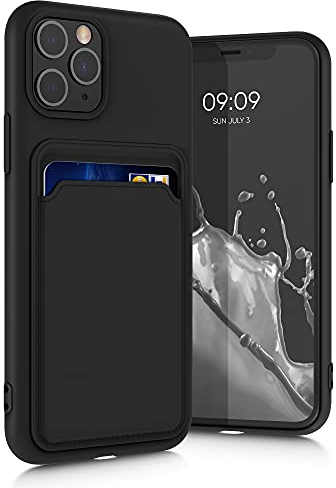 kwmobile Case Compatible with Apple iPhone 11 Pro Case - TPU Phone Cover with Credit Card Holder - Black