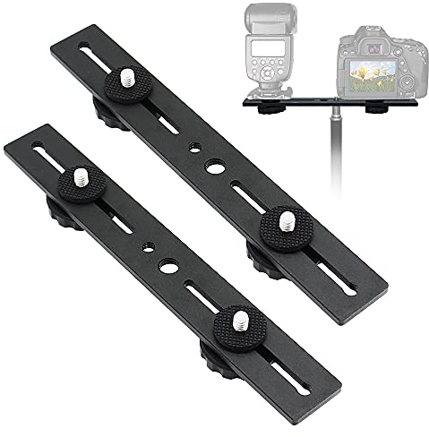 Zeetain Dual Speedlite Tripod Mount Bracket,1/4 Dual Camera Mount Flash Extension Bar,8 Dual Tripod Bracket for Camera,LED Video Light,DSLR Camera,Flash Light(2 Pack)