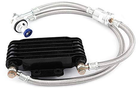 Refroidisseur D'huile, Yctze Kit de Système de Radiateur de Refroidissement D'huile de Refroidisseur D'huile de Moteur de Moto pour CB CG 100CC-250CC(85ML-noir) refroidisseur d'huile motogrille antibr