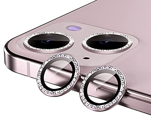GIOPUEY Pellicola Fotocamera per iPhone 13, Diamante di Cristallo, Brillante, Non influisce sull'effetto di ripresa, iPhone 13 Mini Protezione Fotocamera - Pink