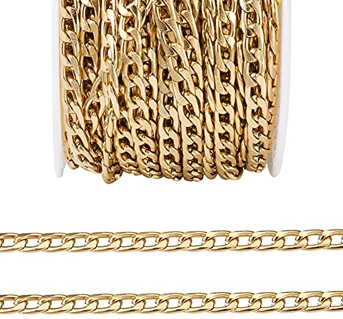 Craftdady 100 m lange Aluminium-Panzerkette ungeschweißt Twist Link mit Spule für Punk, kubanische Kette, Halskette, Armband, Schmuckherstellung, kubanisches Gold