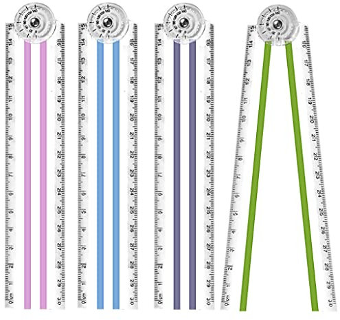 4 reglas plegables de 30 cm, regla transparente de 15 cm, regla recta transparente, regla de plástico inastillable, regla flexible, regla geométrica para la escuela, niños y oficina