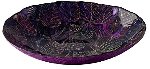 Anton Studio Designs - Decorative Bowl - Large Table Decoration Bowl - Diameter: 40cm - Decorative Glass Bowl for Home Decor - Autumnal Amethyst