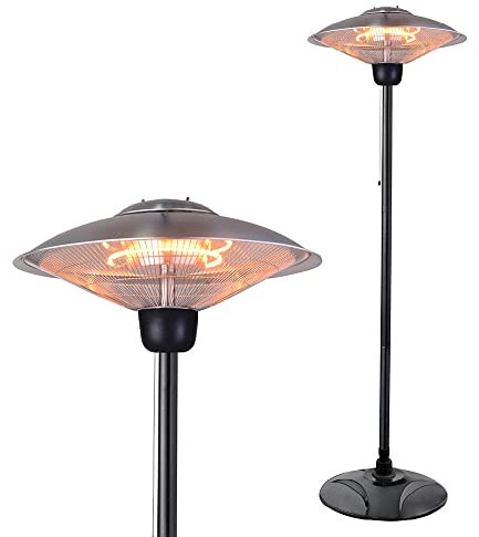 Litecraft 2000 Watt Floor Standing Halogen Element Radiant Patio Heater - Silver