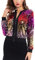 ORANDESIGNE Damen Pailletten Glitzer Mehrfarbige Metallic Sommer Festival Party Bomberjacke Pailletten Crewneck Bomberjacke Glitzer Jacke Langarm Reißverschluss Crop Jacke C Violett XL