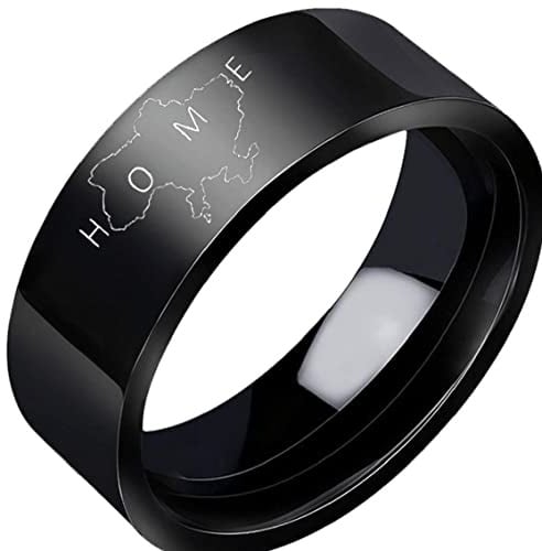 Danlai Edelstahlring Ukrainischer Kartenmuster Ring Einfacher Fingerring Vintage Gothic Rings Für Frau Mann