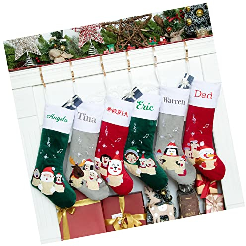 Christmas Stockings Personalized Nikolausstrumpf mit Name Personalisiert Nikolausstiefel zum Befüllen Weihnachtsstrumpf Groß Kamin für Kinder Familien