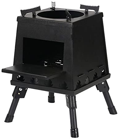 JYJYES Holzofen Faltbar Zeltofen Edelstahl Ultraleicht Camping Kocher Tragbar für Outdoor Kochen Zeltheizung Heizung schwarz Klein