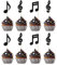 Gyufise 24Pcs Music Notes Cupcake Toppers Black Glitter Musical Symbol Cupcake Picks for Rock Music Concert Theme Baby Shower Wedding Birthday Party Cake Decorations Supplies