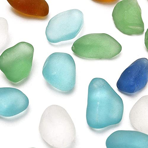 GIVBRO Glas-Kieselstein-Perlen, Großpackung 10–16 mm, ungebohrt, DIY-Schmuckanhänger für Meer-Glasschmuckherstellung, Ohrringe, Halskettenherstellung