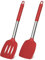 Joyfair Silicone Spatula, Stainless Steel Spatula Pack of 2, Cooking Turner/Non Stick Kitchen Slotted Utensil Set Ideal for Fish, Eggs, Pancakes, Heat Resistant & Dishwasher Safe, Red