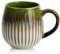 Hoxfly Tazas de café de cerámica hechas a mano, 480ml taza de té grande, Leche Mug, elegante textura esmaltada de fambe, rcelana Exquisita, apto para microondas y lavavajillas (Verde)