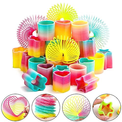 GAROMIA Regenbogenspirale Sortiment 48 Stück Sprungfedern Spiralen Spielzeug Kleine Geschenke für Kinder Party Mitgebsel Gastgeschenke Kindergeburtstag Lernspielzeug Kleine Geschenke für Kinder