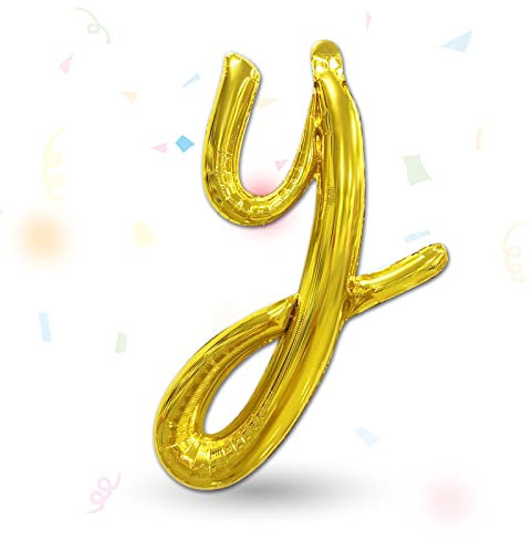 FUNXGO Folienballon Buchstaben Gold y - Buchstaben Luftballon Klein y - ca. 40cm Nur Luftfüllung - Ideal für Geburtstag, Hochzeit & Party Deko - Ballon Buchstabe Y Gold