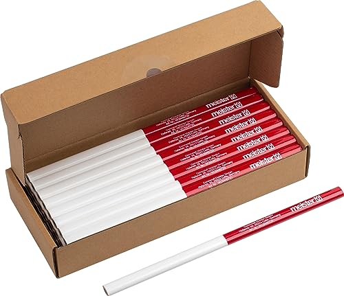 Meister Zimmermannsbleistift-Set 50-teilig - 240 mm Länge - Ovale Form - Mittlere Härte - Ideal zum Anzeichnen & Markieren - rot & weiß / Markierungswerkzeug / Baubleistift / 9446720