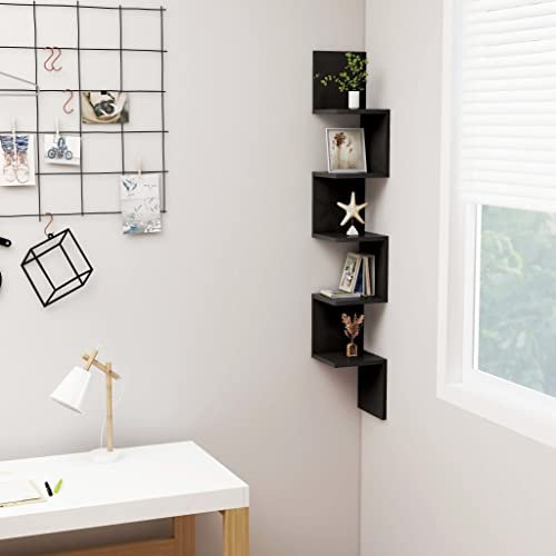 Hovothy Wandregal 20x20x127,5cm Schwarz Holzwerkstoff Zimmer Deko Küchenrückwand Platte Regal Wohnzimmer Blumenregal Wand-Eckregal Floating Shelves Hängeschrank Küche