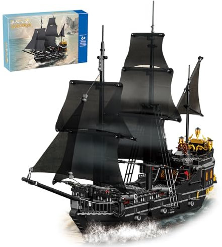 Hallisun Jouets de Construction de Bateau Pirate, Ensemble de Blocs de Taille Mini pour Bateau modèle, Cadeaux d'anniversaire de Noël d'halloween pour Adultes garçons Filles 8+, 1366 pièces