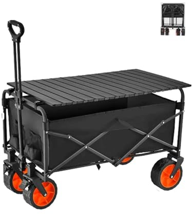 Camping Trolley Cart Outdoor Garten Klappwagen 250 Kg Größere Kapazität Hochleistungs-Picknicktransporter Mit Bremse Zusammenklappbarer Klappanhänger Handkarre for Strandlebensmittel Sporteinkäufe (C
