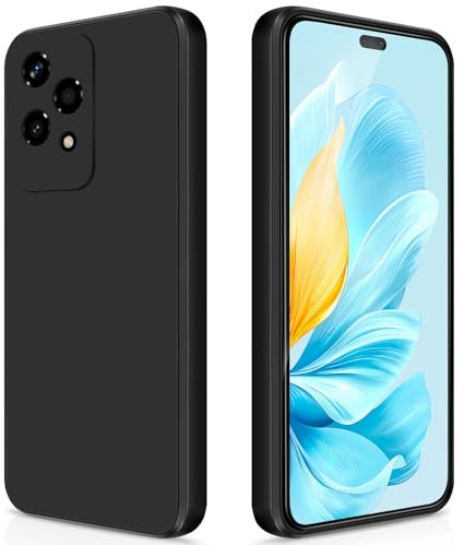 GiiYoon Hülle für Honor 200 Lite, Schwarz | Silicone Case, Seidig Weiches Gefühl, Stoßschutz, Kratzfest, Mikrofaser-Innenfutter