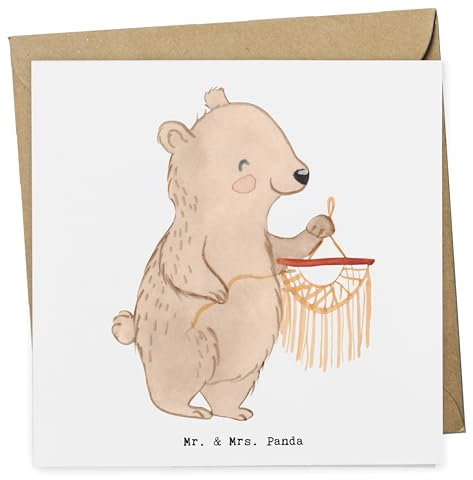 Mr. & Mrs. Panda Klappkarte Bär Makramee - Geschenk, Basteln mit, faltkarte, anlasskarte, Grußkarte, doppelkarte, Glückwunschkarte
