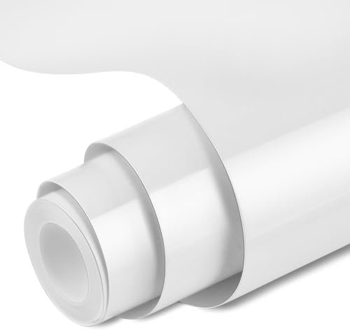 OSDUE Transferfolie Plotter für Plotterfolie, 30,5 x 305 cm Permanentes Plotterfolie Vinyl, Selbstklebende Folie for Silhouette Cameo, Transferfolie für Textilien, DIY T-Shirts, Becher (Weiß)