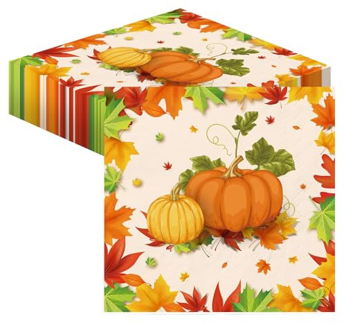 Servietten Herbst Thanksgiving Deko Tischdeko - 40Stück Kürbis Servietten Ahornblätter Servietten Halloween Servietten Thanksgiving Servietten Geburtstag Hochzeit Papierservietten 33X33cm