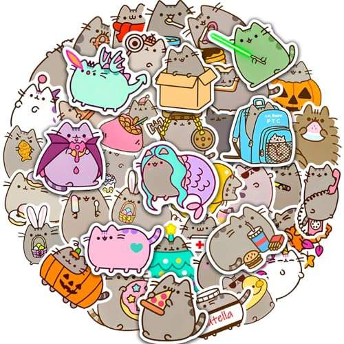 100 Fogli Adesivi Impermeabili a Forma di Gatto Cartone Animato, Anime Kawaii Adesivi in Vinile,Cute Cartoon Cat Stickers per Bambini,Carino Gattino Sticker per Valigia Moto Laptop Skateboard Tazza