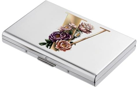 BONSYL® Porte Cartes de Crédit, Portefeuille Fin en Métal avec Blocage RFID, Design Tendance et Motifs Artistiques, pour Homme et Femme. (6 Cartes/Argent/V)
