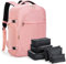 Lekesky Travel Backpack Cabin Size - 17-Inch Laptop Carry-On Waterproof Rucksack with 6 Packing Cubes for Women & Men(Pink)