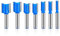 7 PCS 8mm Shank Straight Router Bit 20mm Cutting Length 6/8/10/12/14/18/20mm Cutting Diameter Carbide Tipped Double Flute Straight Cut Router Bits (Blue)