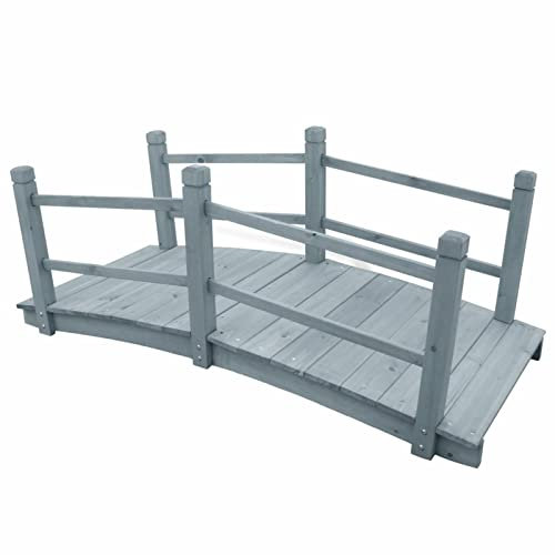 ShGaxin Gartenbrücke, Teich Deko, Deko Garten, Teichbrücke, Garden Bridges, Gartendekoration Groß, Grau 140x60x56 cm Massivholz Tanne