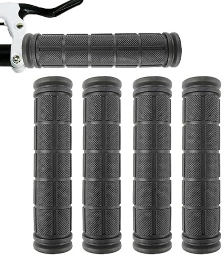 2 Pair Bike Handlebar Grips, Handlebar Grips, Non-Slip Soft Rubber Cycling Grips, Bike Handle Grips for Bicycle Handlebars, Cycle Handlebars Grip for Road Mountain Bicycle, 22 mm Inner Diameter,Black