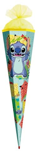 Schultüte, Disney Stitch, 85 cm, eckig, Rot(h)-Spitze, Tüllverschluss