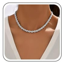 Inilbran Punk Twisted Rope Chain Necklace - Vintage Chunky Italian Gold Choker for Women