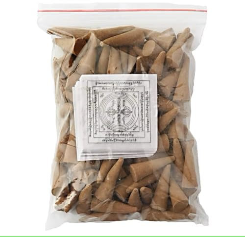 Lot de 68 cônes d'encens tibétains naturels pour méditation et offrandes de Bouddha - Fumée douce