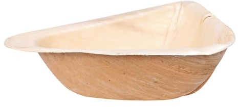 FRANZ MENSCH 100 Stück Schalen, dreieckig | Palmblatt, V: 500ml, L: 18cm, B: 17cm, H: 5cm, natur, Karton, Palmblatt Schale, Einwegschüssel, Palmblattgeschirr