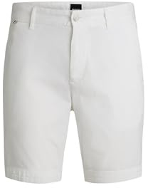 BOSS Herren H-Slice-Shorts1 Slim-Fit Shorts aus elastischem Baumwoll-Twill Weiß 52