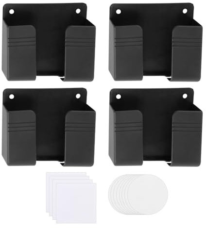 Set di 4 Porta Smartphone Muro, Autoadesivi Supporto Cellulare Muro con Porta di Ricarica, Ideale per Telecomandi e Piccole Parti, Nero