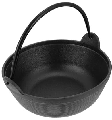 OHPHCALL Cast Iron Cauldron Pot for Outdoor Camping Home Use Non-Stick Cookware for Stews Soups Versatile Iron Pot with Even Heat Distribution Portable Handle for Easy Carrying