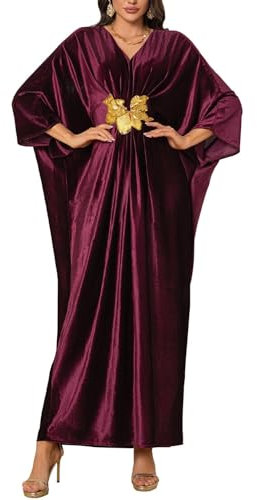 Orshoy Womens Elegant Swimwear Cover Ups Loose Beach Kaftans Bathing Suit Maxi Kimono Dress Robe Tunic One Size Wine Red
