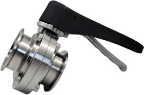 2 Tri-Clamp Manual Butterfly Valve, 316L Stainless Steel, EPDM Seal, Black Squeeze Trigger Handle (2”)