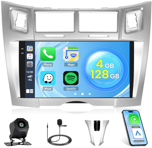 Roinvou 4+128G Android 15 Autoradio per Toyota Yaris 2005-2011, 9'' | Carplay Android Auto per Vizi, Incell Touchscreen, Stereo Auto GPS Bluetooth EQ WIFI RDS FM, SWC Telecamera